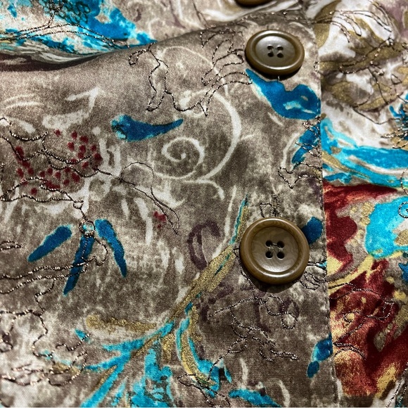 Chico's Cotton-Silk Oriental Floral Design Stephan Jacket - Picture 13 of 14